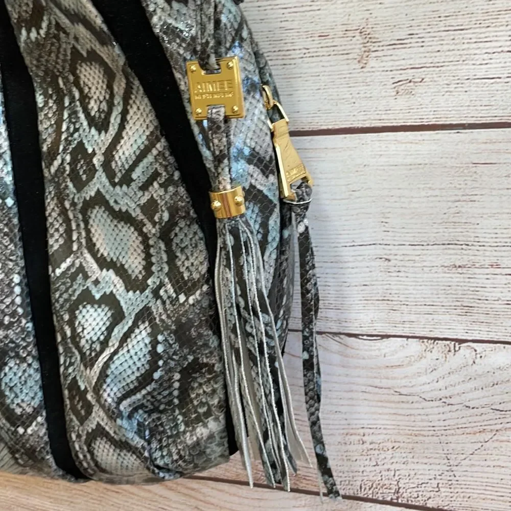 NEW WITH TAGS AIMEE KESTENBERG NIGHT IS YOUNG‎ LEATHER HOBO BAG IN PYTHON PRINT